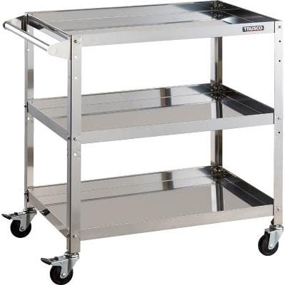 ＴＲＵＳＣＯ クリーンラビット 75φゴム車鉄金具ハンドル付 CRB-873H ツールワゴン・ステンレス製ワゴン