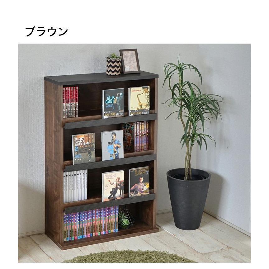 日本製 コミックラック 本棚 幅60 四段 4段 木目 おしゃれ ほんだな 扉