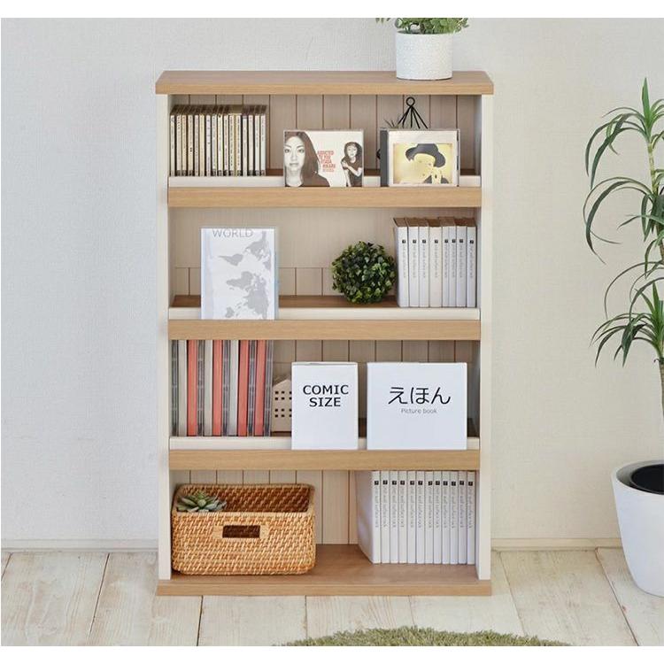日本製 コミックラック 本棚 幅60 四段 4段 木目 おしゃれ ほんだな 扉