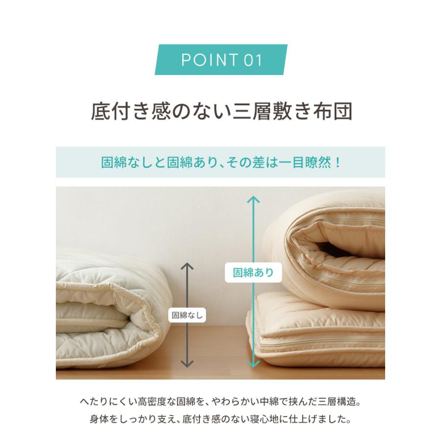 三層敷き布団 シングル TEIJIN マイティトップ 体圧分散 洗える 抗菌消