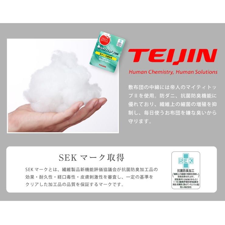 ファミリー 敷布団 カバー2枚付 220x200cm 帝人 敷き布団 カバー付き 布団 家族 敷きふとん 敷ふとん 抗菌 防臭 来客用