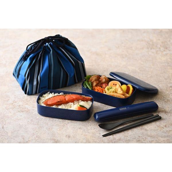 弁当箱 25EDGE オーバル2段ランチ800ml ブルー 代引不可 : リコメン堂