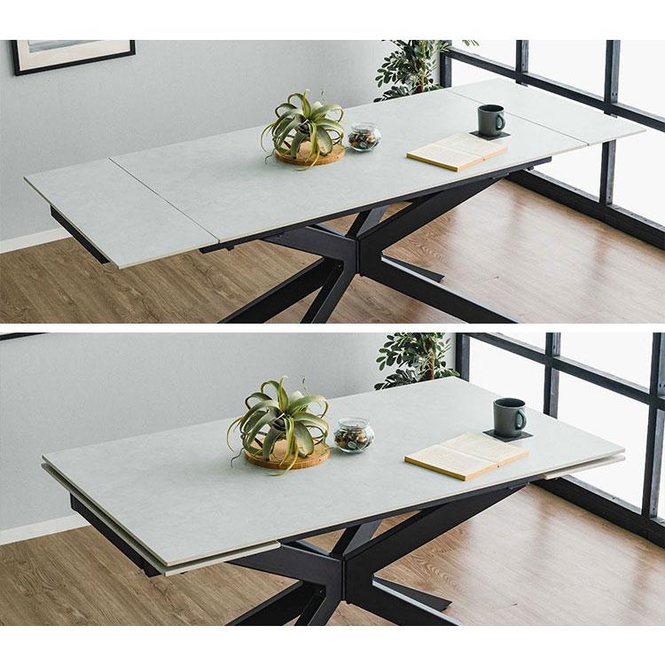 伸長式 ダイニングテーブル セラミック エクステンション 幅160~220×奥行90×高さ72cm 4人掛け 北欧 おしゃれ 単品 ダイニングテーブル 食卓 グレー 代引不可_5