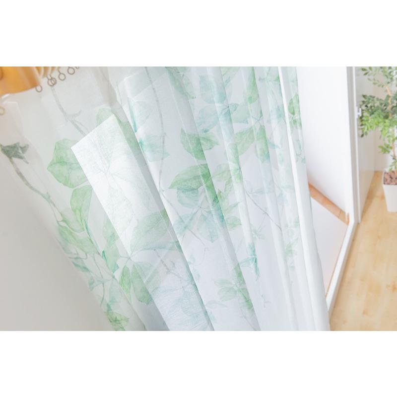 レースカーテン　幅200cm×丈228cm2枚　リーフ レースカーテン ミラー 昼間外からみえにくい リーフ柄レース