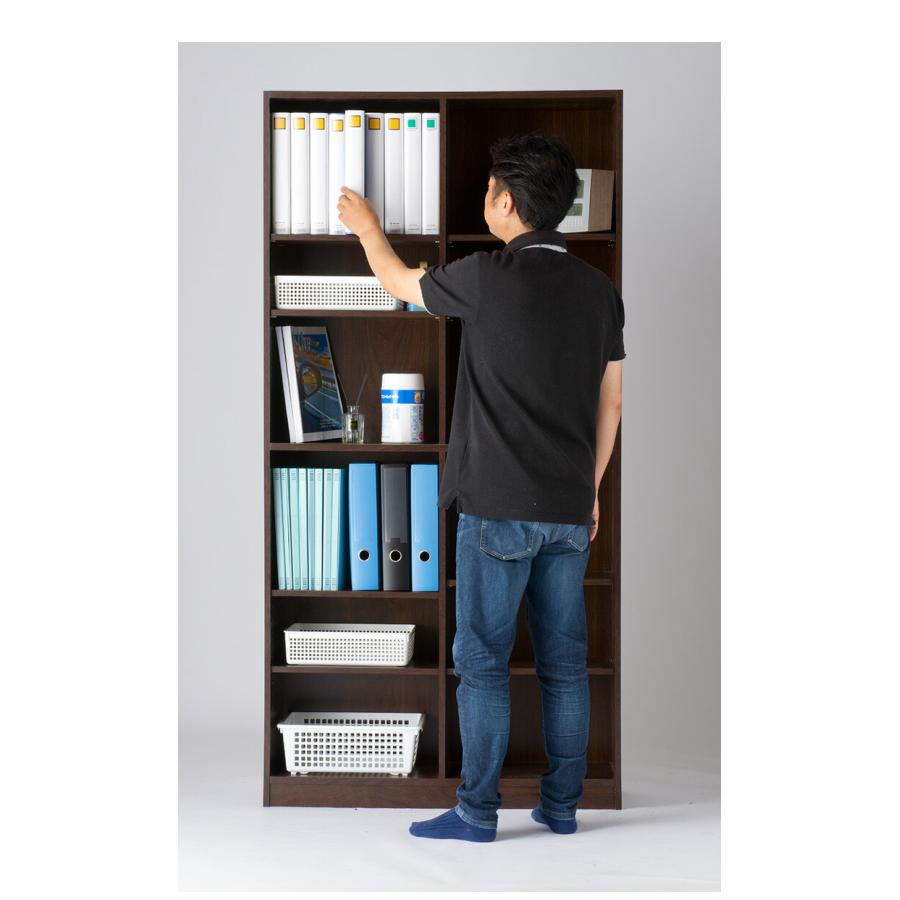 本棚 幅90cm×高さ180cm 大容量 木製シェルフ ABK-1875|A4ファイル収納