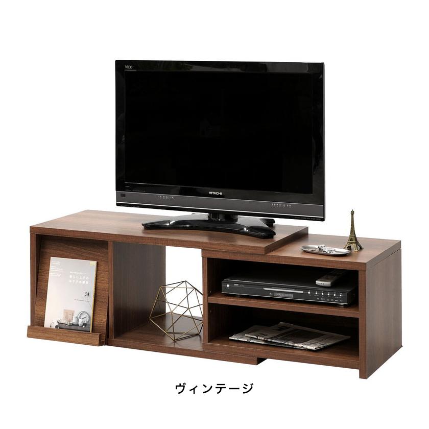 フラップ付き伸縮テレビ台 幅89~130cm テレビ台 テレビボード DVD収納