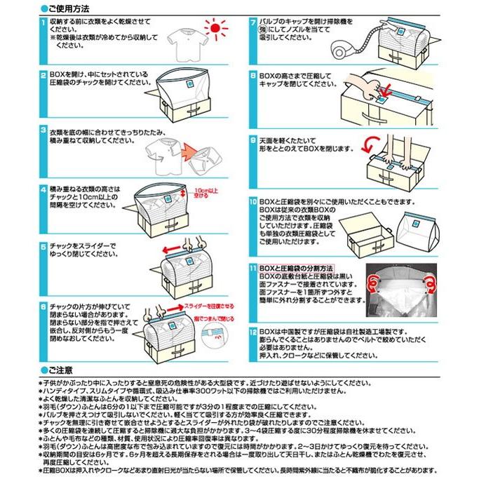 圧縮box 衣類用l 1セット 日本製 品質保証書付 衣類圧縮 布団圧縮ボックス ボックス 圧縮袋 ふとん圧縮袋 押入れ収納 ふとん収納 布団収納袋 Zi p 03n リコメン堂インテリア館 通販 Yahoo ショッピング