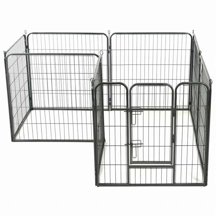 犬用サークル　ブラック 8枚パネル vidaXL 犬用プレイサークル パネル8枚 スチール製 80×80cm ブラック