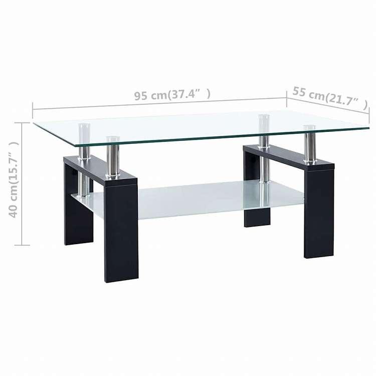 vidaXL コーヒーテーブル ブラック 透明 95x55x40cm 強化ガラス製家具 テーブル アクセントテーブル コーヒーテーブル 代引不可_7