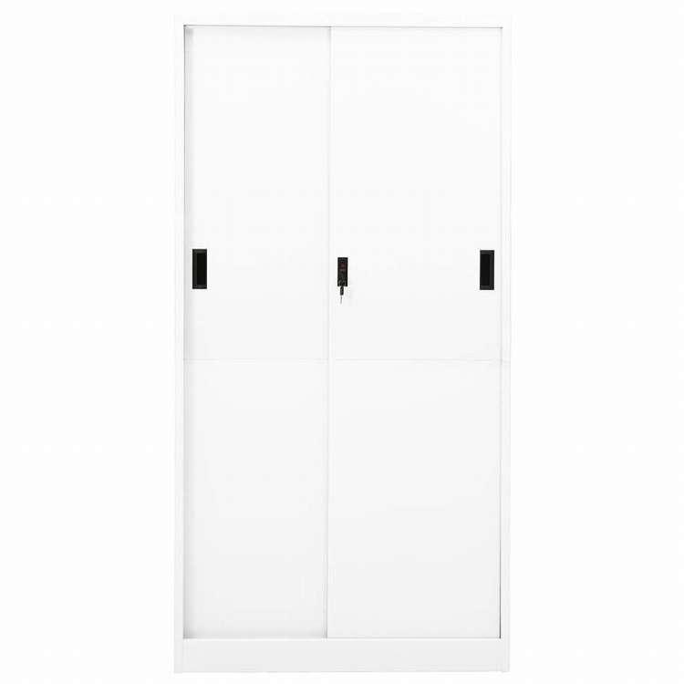 vidaXL オフィスキャビネット スライド式ドア付 ホワイト 90x40x180cm スチール製家具 キャビネット 収納 収納キャビネット・ロッカー 代引不可_3