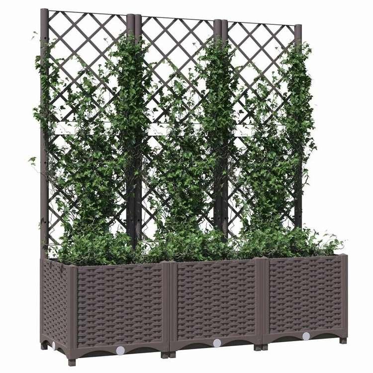 vidaXL ガーデンプランター トレリス付き ブラウン 120x40x136 cm PP ホーム ガーデン 芝 ガーデン ガーデニング 鉢植え・プランター 代引不可_2