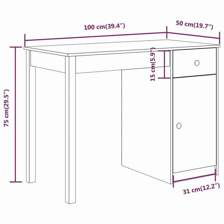 vidaXL デスク 100x50x75 cm 無垢材 パイン材 家具 オフィス家具 デスク 代引不可_9