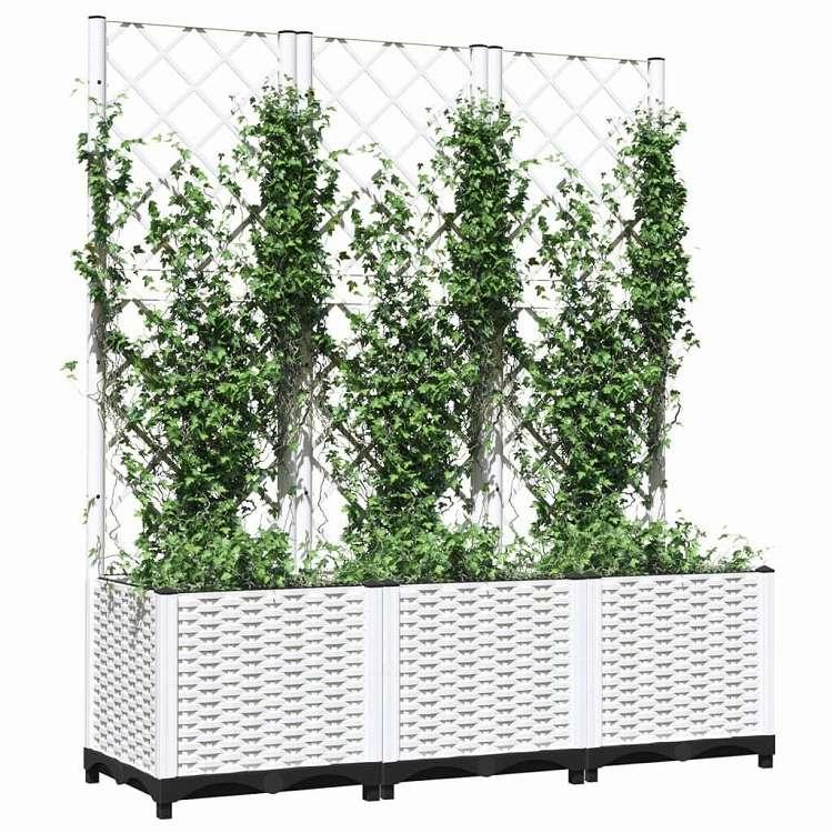 vidaXL ガーデンプランター トレリス付き ホワイト 120x40x136 cm PP ホーム ガーデン 芝 ガーデン ガーデニング 鉢植え・プランター 代引不可_2