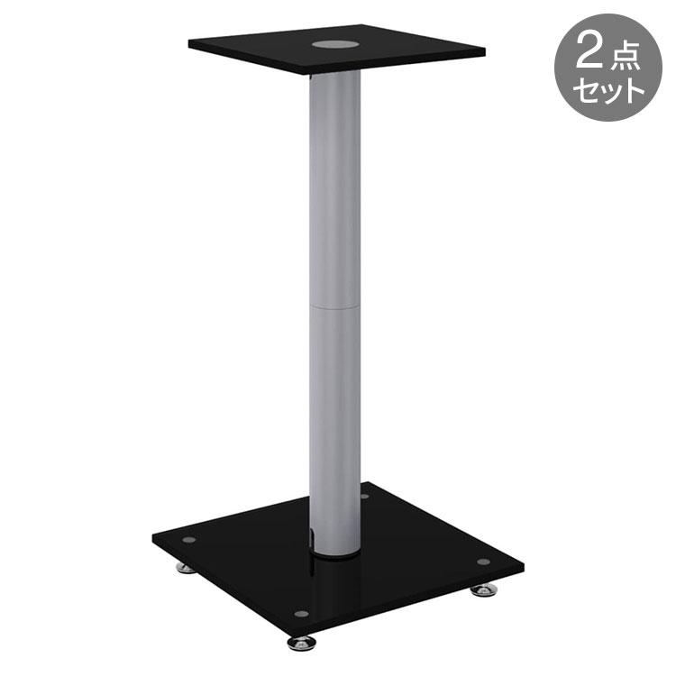 vidaXL スピーカースタンド 2点セット ブラック シルバー 強化ガラス