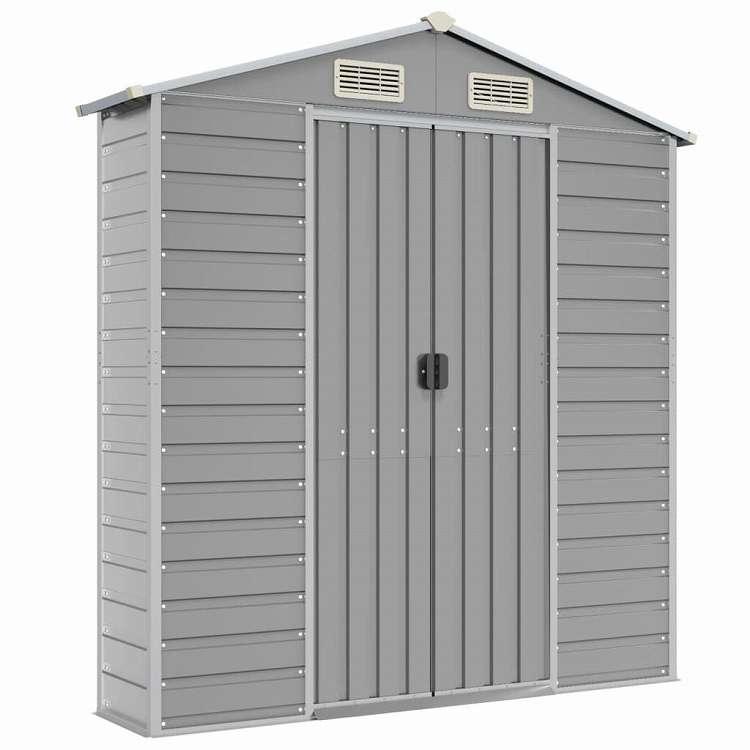 vidaXL ガーデンシェッド ライトグレー 191x895x198 cm 亜鉛メッキ鋼 ホーム ガーデン 芝 ガーデン アウトドアリビング アウトドアストラクチャー 代引不可_7