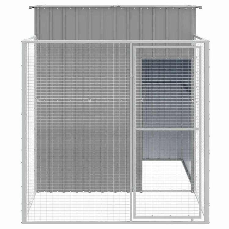vidaXL 犬小屋 ラン付き ライトグレー 165x251x181 cm 亜鉛メッキ鋼製 動物 ペット用品 ペット用品 犬用品 ドッグハウス 代引不可_2