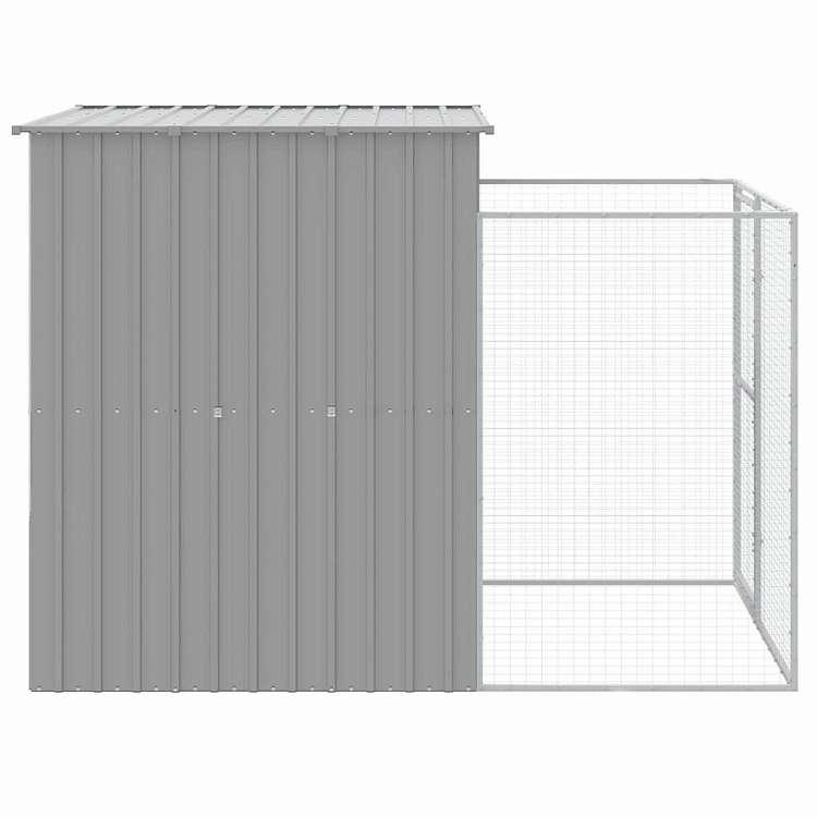 vidaXL 犬小屋 ラン付き ライトグレー 165x251x181 cm 亜鉛メッキ鋼製 動物 ペット用品 ペット用品 犬用品 ドッグハウス 代引不可_3