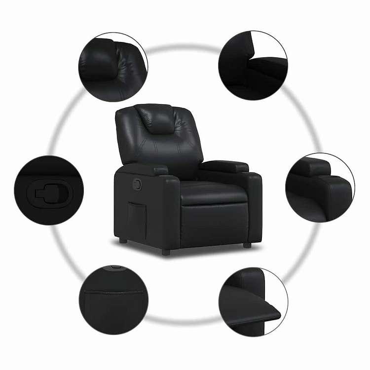 vidaXL リクライニングチェア ブラック フェイクレザー 家具 チェア アームチェア・リクライニングチェア・スリーピングチェア 代引不可の画像