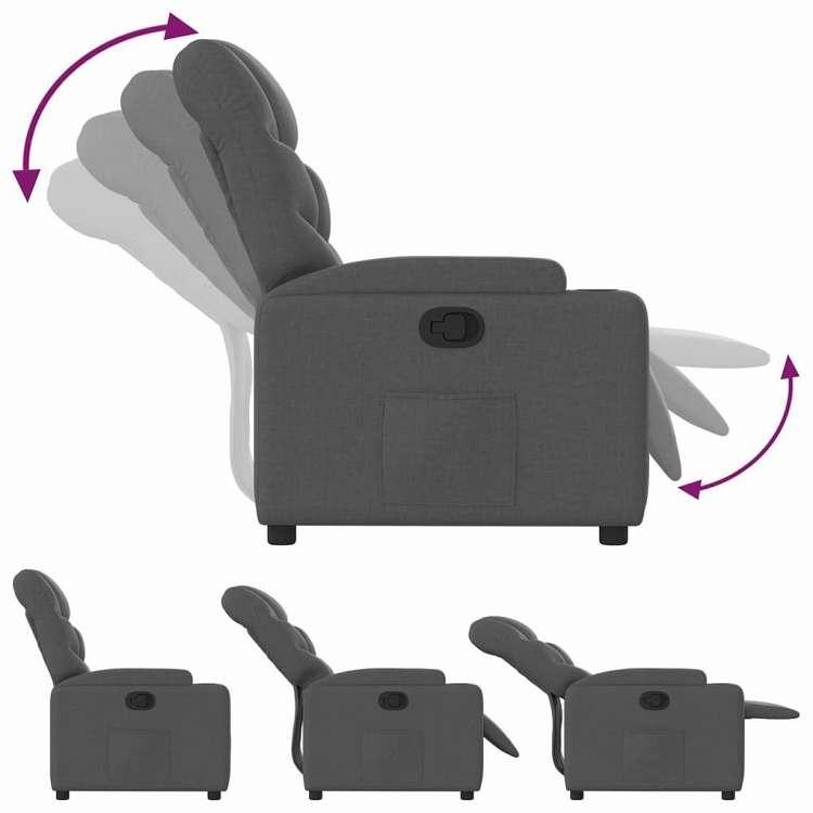 vidaXL リクライニングチェア ダークグレーファブリック 家具 チェア アームチェア・リクライニングチェア・スリーピングチェア 代引不可の画像