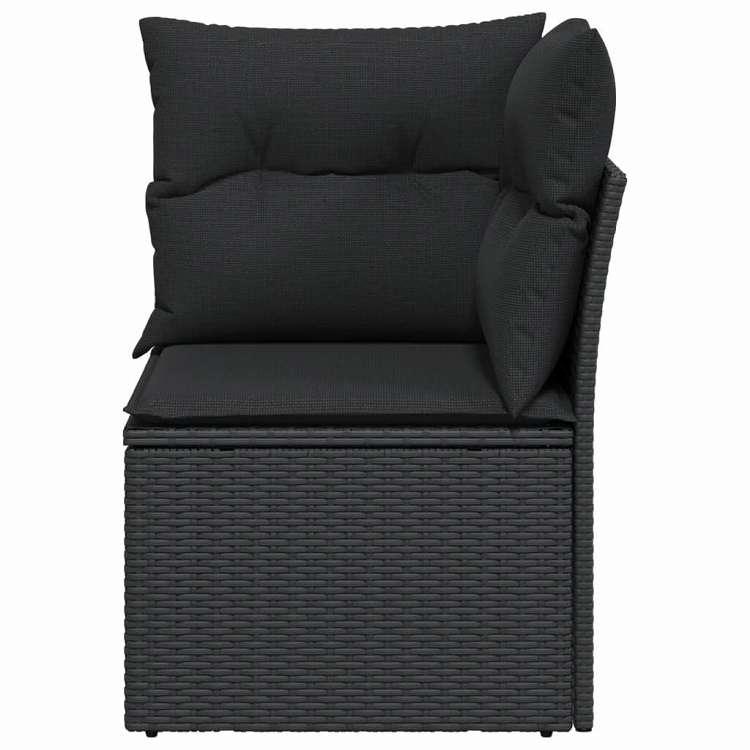 vidaXL ガーデンソファコーナー クッション付き ブラック ポリラタン 家具 アウトドア家具 屋外椅子 屋外ソファ_3