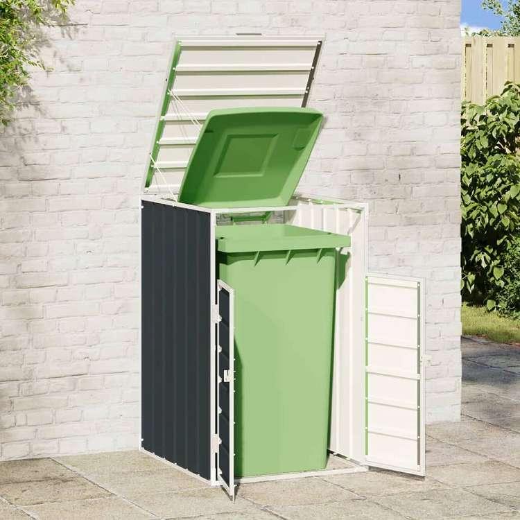vidaXL ホイール付きビン収納 シングルビン用 アンスラサイト 72x81x115 cm スチール ホーム ガーデン 家事用品 廃棄物処理用品 代引不可の画像
