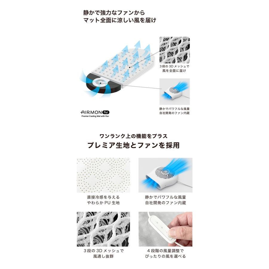 AIRMON Pet ファン付 クールマット レギュラー ペット用 カート用 扇風機 送風 接触冷感 暑さ対策 マット クッション パッド ペットマット_9