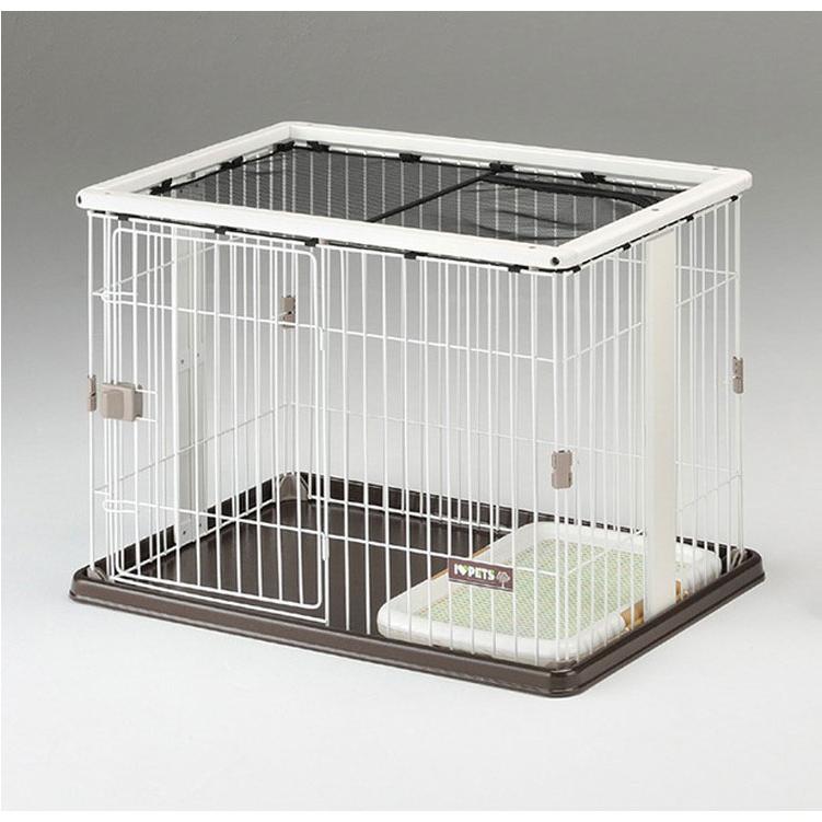 中型ホワイトケージ スライド扉付き ボンビアルコン 犬用 サークル ケージ ホワイト スライドドア メッシュ
