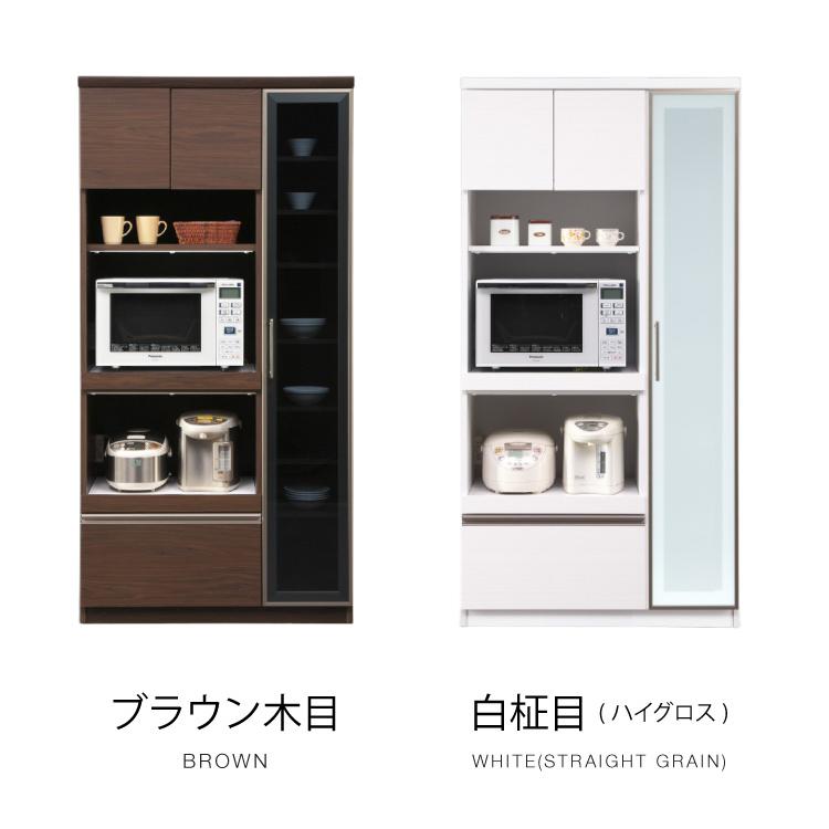 食器棚 幅90 高さ180 モイス加工 国産 完成品 大川家具 ガラス 開梱