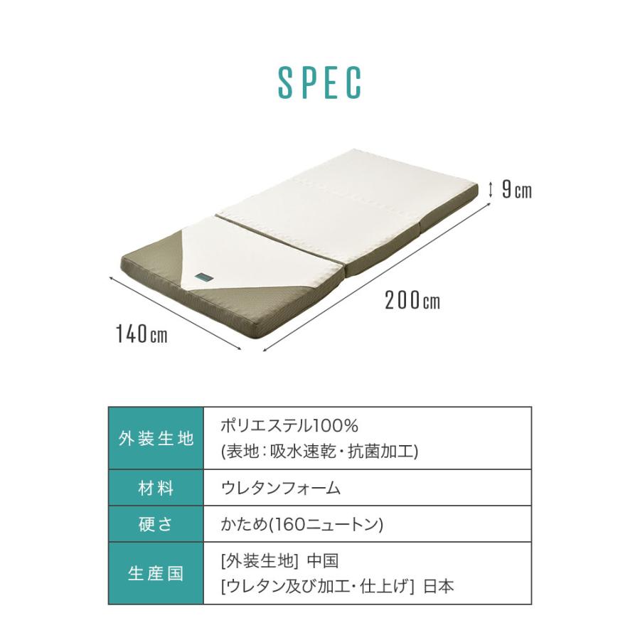 西川 三つ折り マットレス SUYARA 敷布団 ダブル 140×200cm 厚み9cm