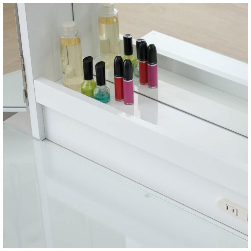 【訳あり品】 一生紀 ドレッサー 三面鏡 スツール付き 幅80 完成品 コンパクト コンセント付き 鏡面仕上げ テーブル 収納 可愛い 3面鏡 化粧台 鏡台 ガラス天板 代引不可 【AA7023183282】(25303円)