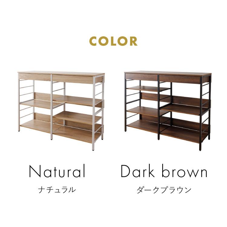 北欧 キッチンカウンター 大容量 収納引き出し付き ゴミ箱上ラック