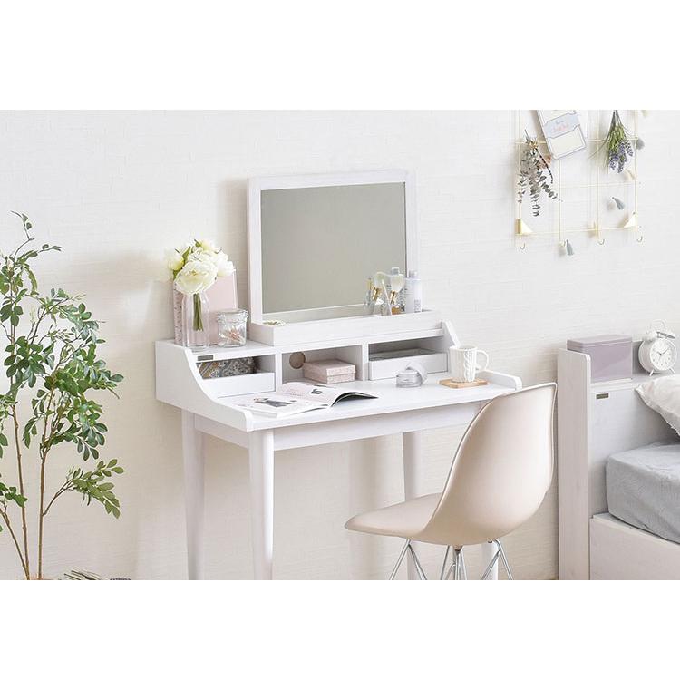 トレムミラーTR55MR WH ホワイト 幅52.4cm ミラー 卓上ミラー 収納トレー メイク鏡 鏡 大型卓上ミラー 玄関 デスク リビング 寝室の画像