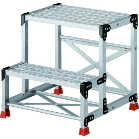 TRUSCO トラスコ 作業用踏台 アルミ製・グレーチング仕様 SUS金具 2段 高サ0.6m 天板600×400 TSFGR266 組立品 組立設置不可 代引不可