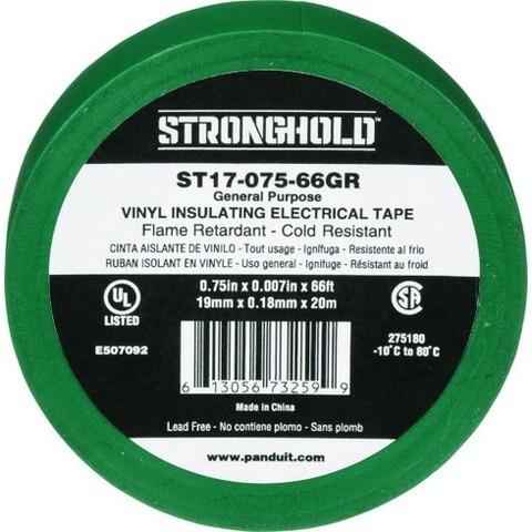 ストロングホールド StrongHoldビニールテープ 一般用途用 緑 幅19.1mm 長さ20m ST17-075-66GR ST1707566GR 代引不可
