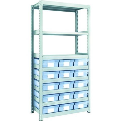 TRUSCO トラスコ M2型軽中量棚 H1800 樹脂透明引出付 大X15 M26348D15 組立品 組立設置不可 代引不可