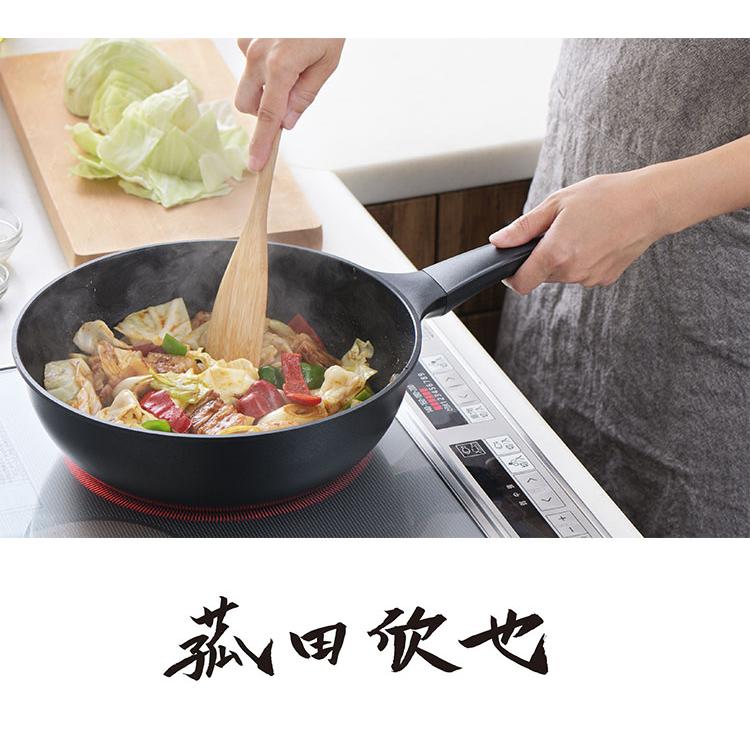 【超昭和レトロ】　希少　大型炒め鍋　持ち手つき　フライパン　災害時用 ヨシカワ フライパン 28cm 深型 IH対応 ガラス蓋付き 菰田欣也