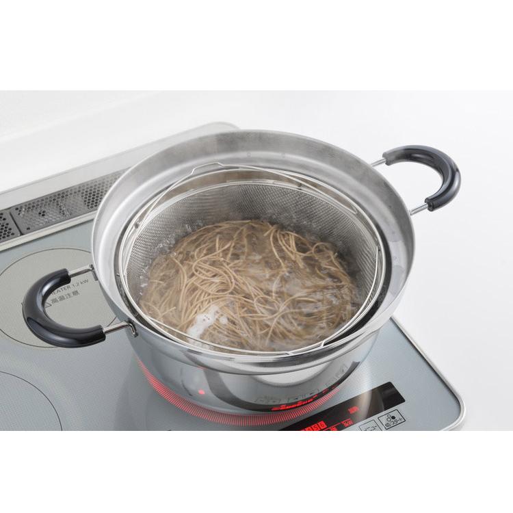 ヨシカワ 日本製 ステンレス 茹であげザル 25cm 鍋用 ざる ザル