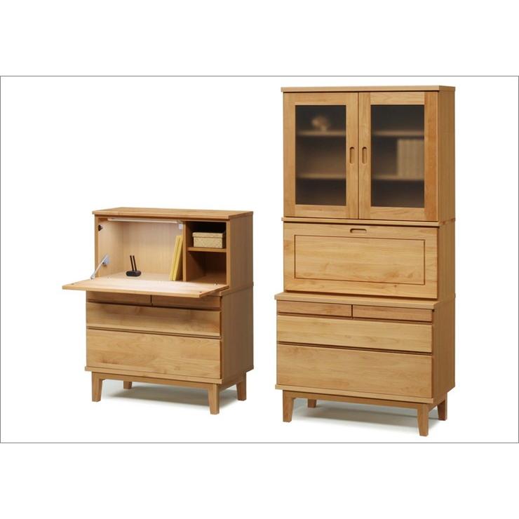 国産 大川家具 完成品 ライティングビューロー 幅90cm 木目 木製 タンス チェスト 日本製 代引不可 |  | 02