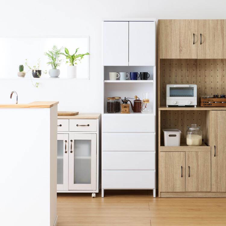 ランドリー収納 完成品 国産 幅55cm 薄型 ハイタイプ 収納 隙間収納 ランドリーラック ストッパー付き引き出し オープン棚板 耐震ダボ チェスト_19