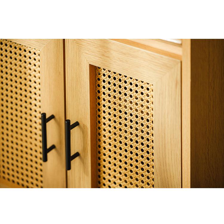 ラタン調 キャビネット 引出し付き サイドボード 幅60cm 脚付き 背面コード穴 チェスト おしゃれ 棚 ラック 扉収納 北欧 リビングボード かごめ編み 代引不可