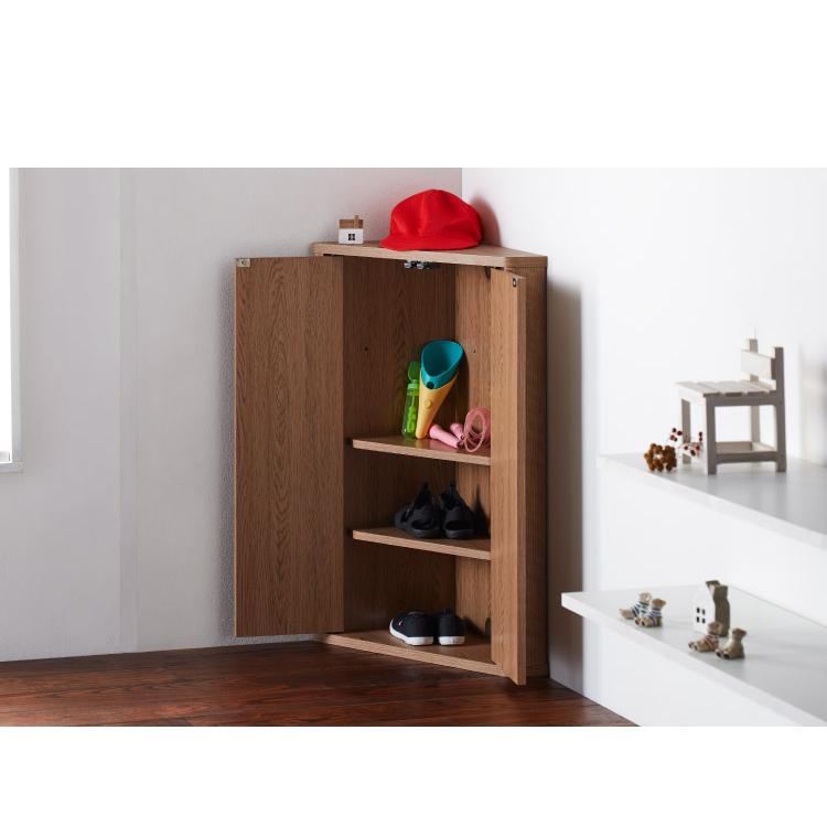 コーナーラック 玄関 スリム 収納 北欧 棚 ラック 木製 天板 スタンド