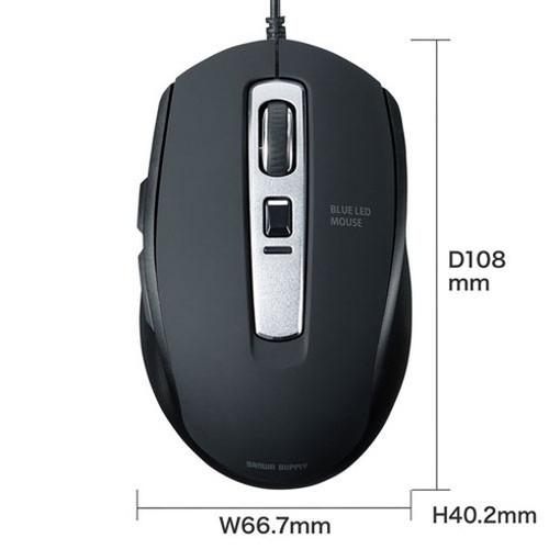 5個セット サンワサプライ 静音有線ブルーLEDマウス 5ボタン MA-BL163BKX5 代引不可_5