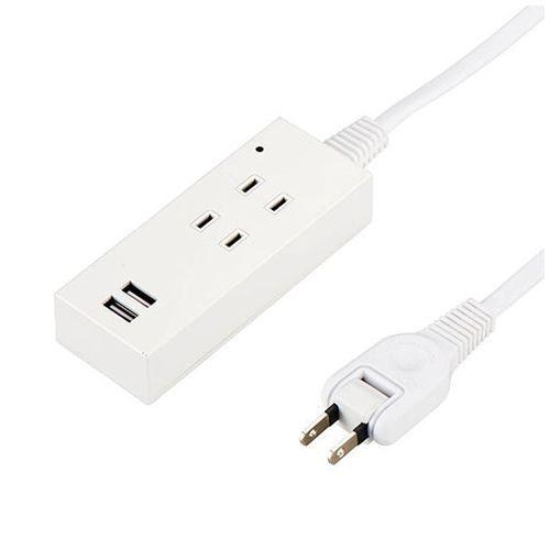 10個セット YAZAWA 雷ガード付2AC2USB2.1A2.5m ホワイト Y02K4025WH2UX10 代引不可