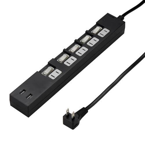 5個セット YAZAWA 個別スイッチ付5AC2USB3.4A2mブラック Y02KS752BK2UX5 家電 照明器具 その他の照明器具 Y02KS752BK2UX5