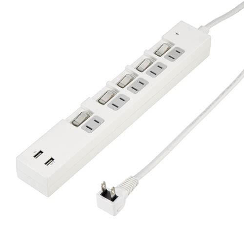 5個セット YAZAWA 個別スイッチ付5AC2USB3.4A2mホワイト Y02KS752WH2UX5 家電 照明器具 その他の照明器具 Y02KS752WH2UX5