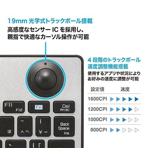 ナカバヤシ 光学式トラックボール搭載 キーボード この1台で離れてPC操作可能 トラックボール内蔵キーボード シルバー FKB-R252SL_2