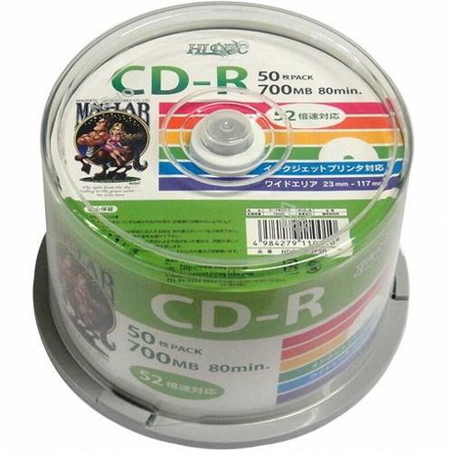 HI DISC CD-R 700MB 50枚スピンドル データ用 52倍速対応 白ワイドプリンタブル HDCR80GP50 CD-Rメディア HIDISC 代引不可｜rcmdse