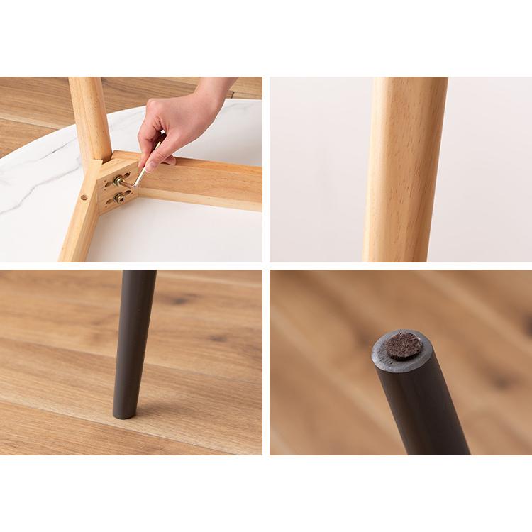 大理石 ラウンドテーブル 幅90cm 円形 ダイニングテーブル 天然木 丸