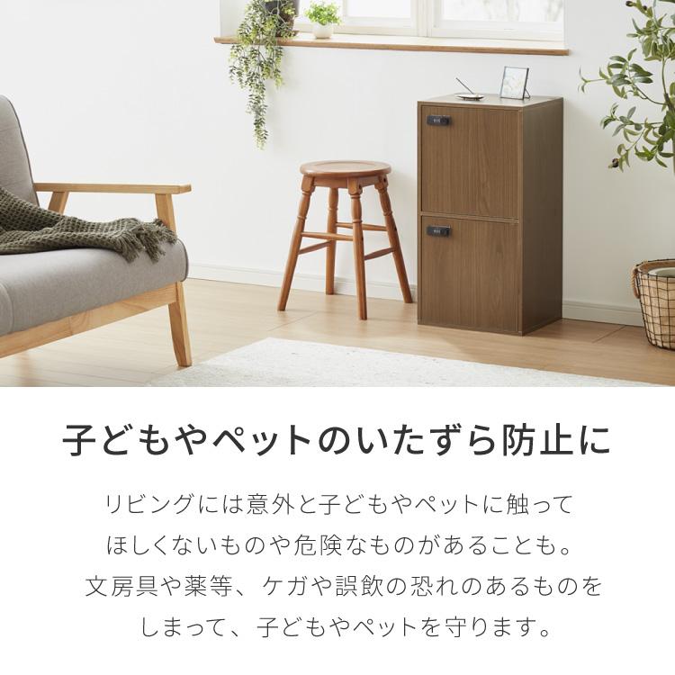 キューブボックス 鍵付き 木製 2段 A4 2個セット 木目 扉付き 幅35cm