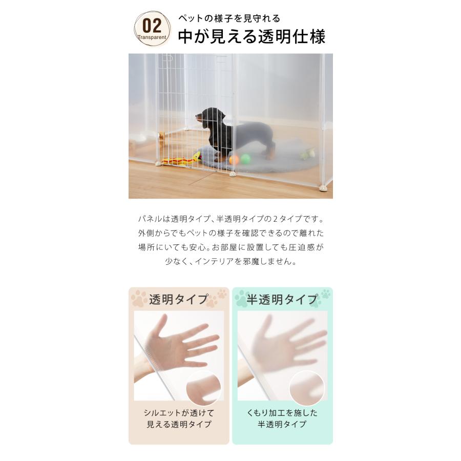 リコメン堂 ペットフェンス 半透明 透明 置くだけ 50×70cm ドア付き